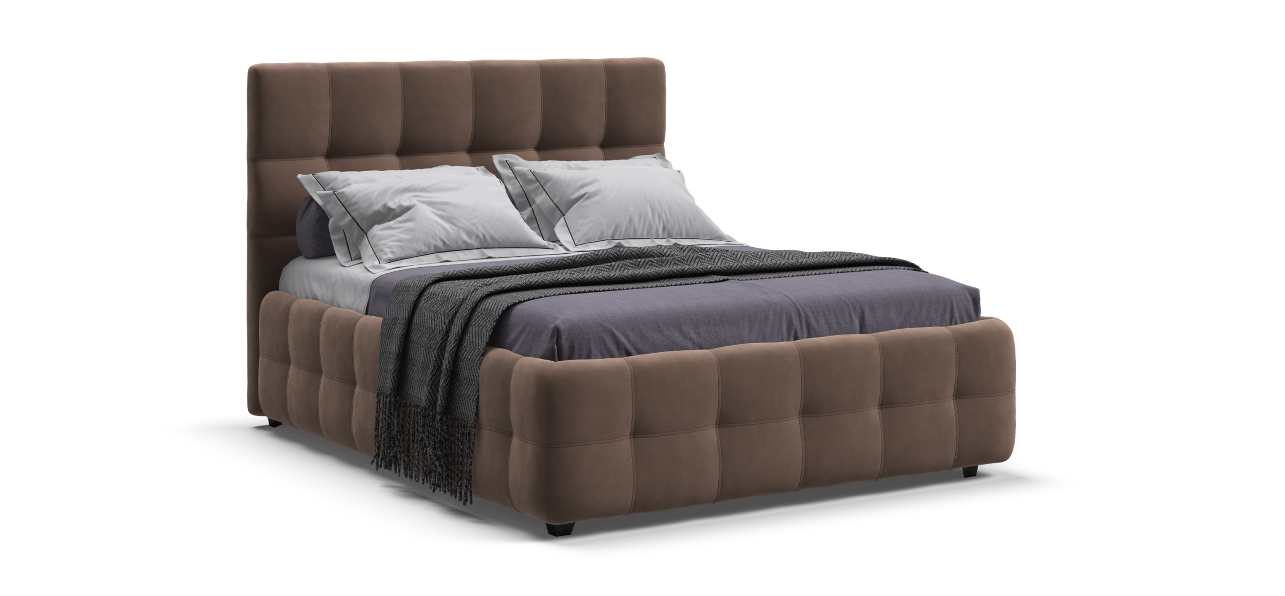 Босс Кровать+ПМ 140*200 Велюр Монолит мокко